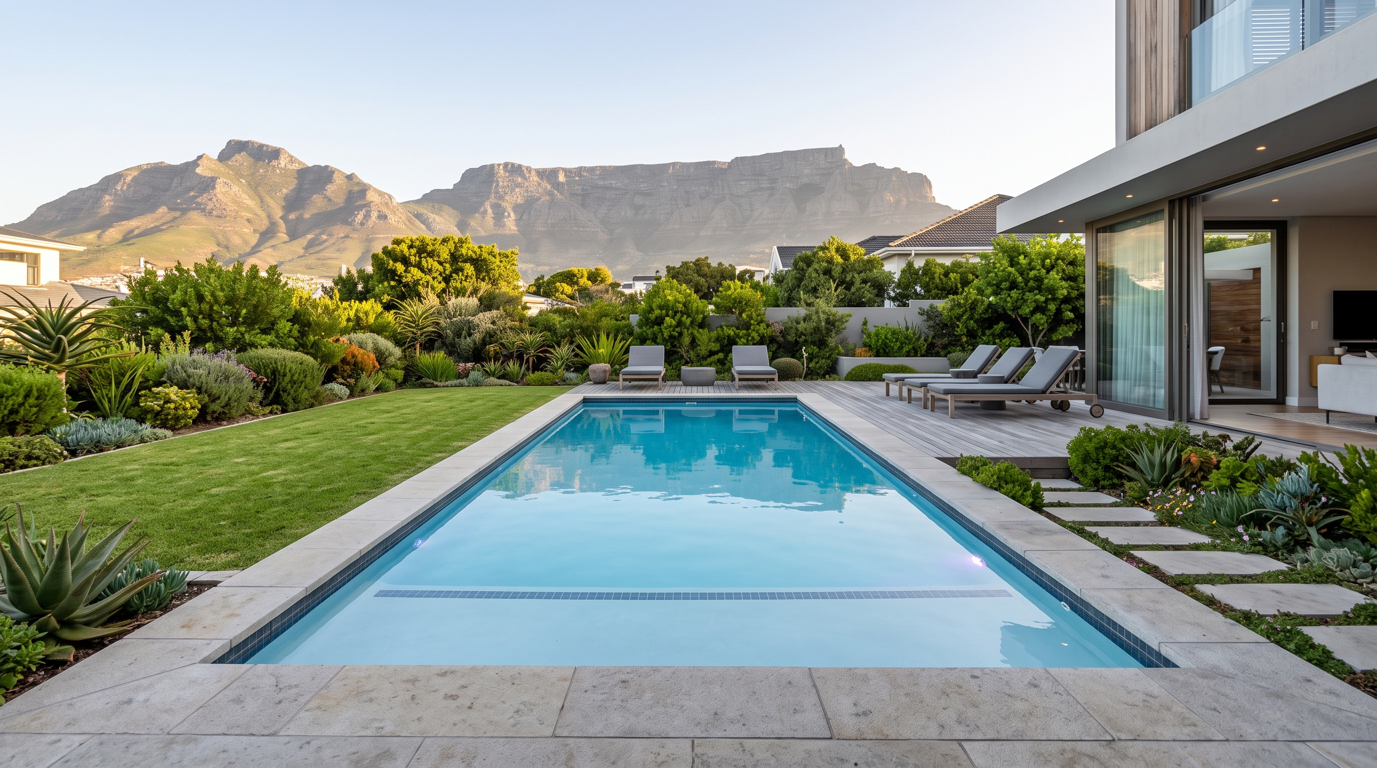 Luxury swimming pool and architectural landscaping