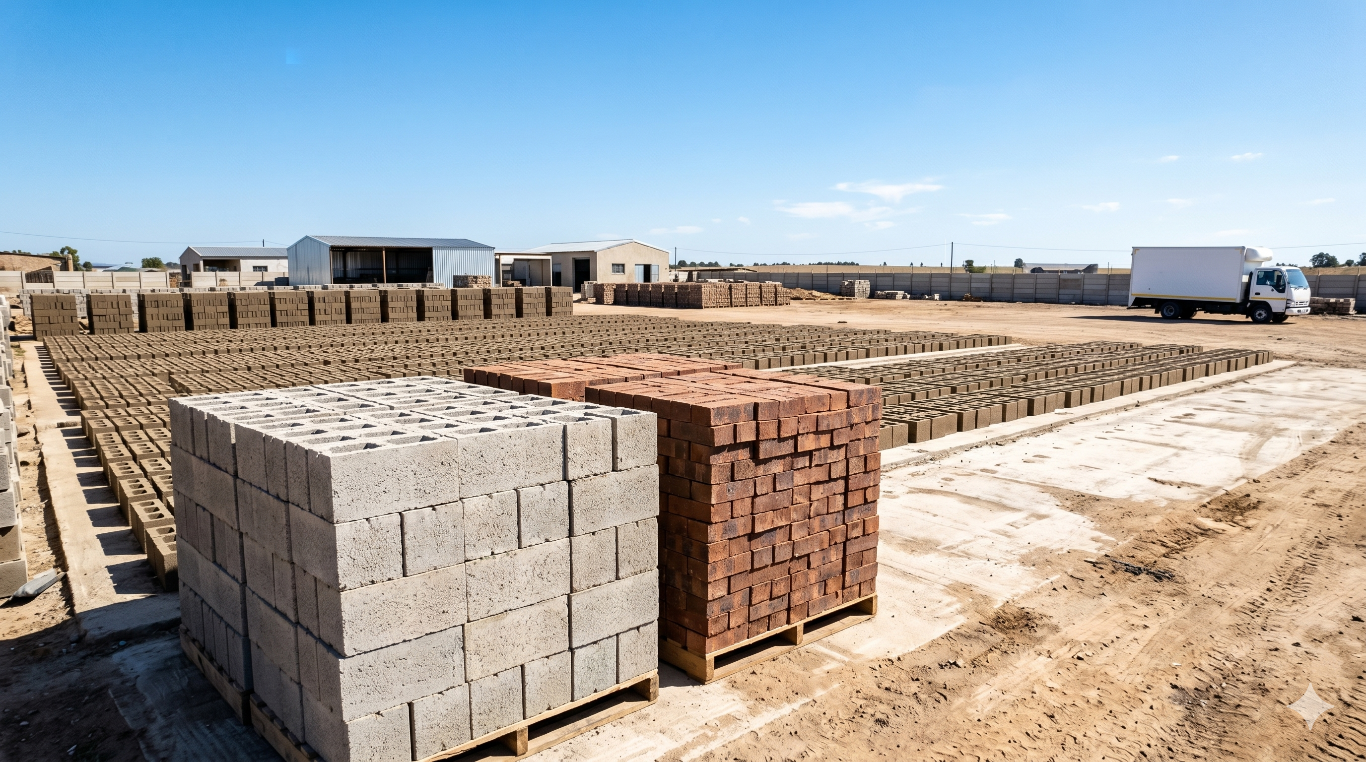 Stacked bricks ready for delivery