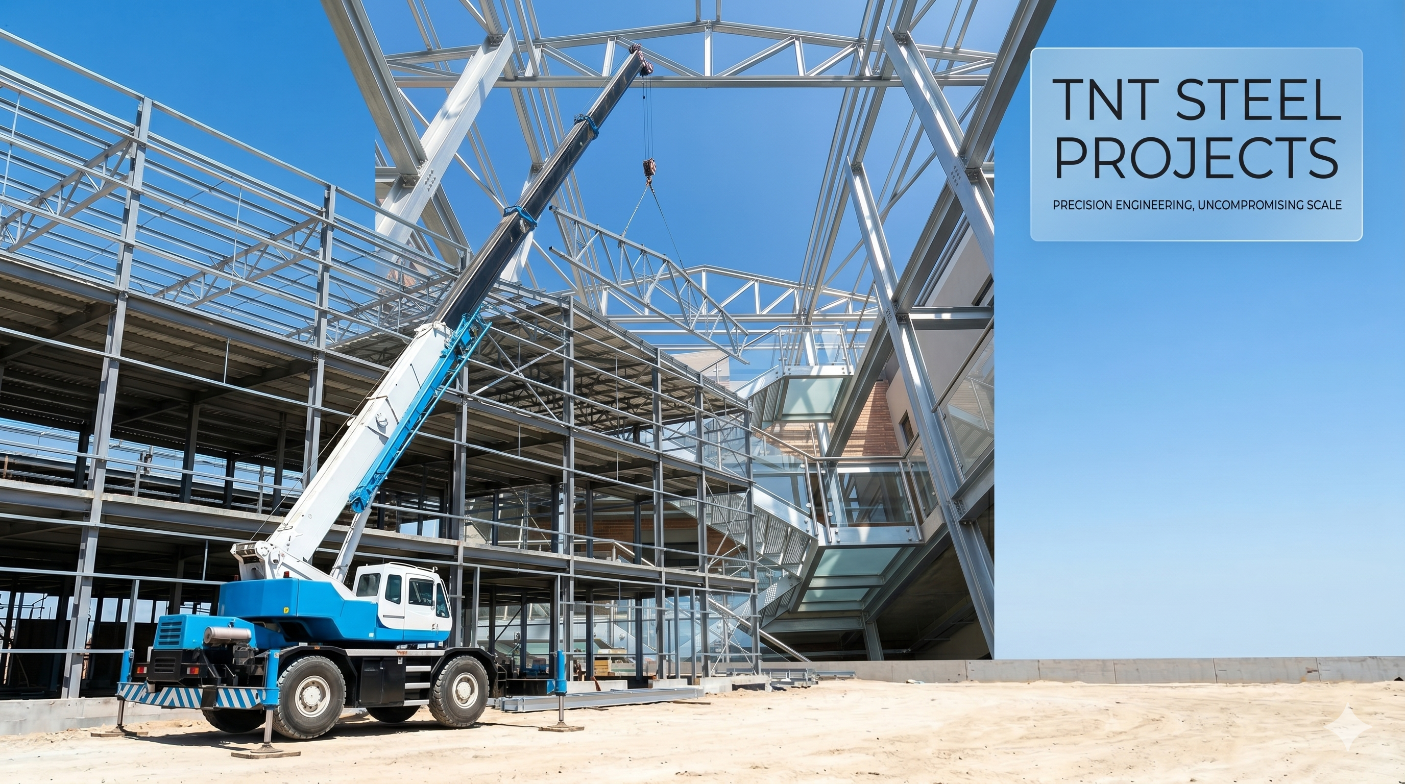 Steel erection crew lifting beams